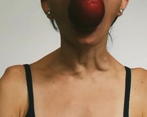 Eating a Juicy Peach and Showing my Neck Veins