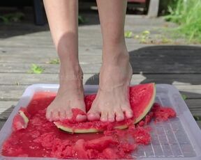 Crushing Watermelon Barefoot