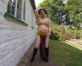 Princess Leia Organa in slave costume takes a walk