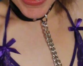 Daddy Bought Tiny Titties Camgirl Nipple Clamp Collar Purple Lingerie