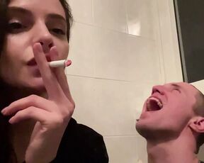 Amateur Close-up Human Ashtray And Spitting Femdom With Smoking Mistress Sofi