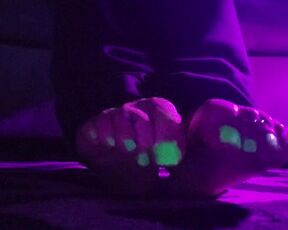 Glow in the dark nail polish! Goth feet in blacklight!